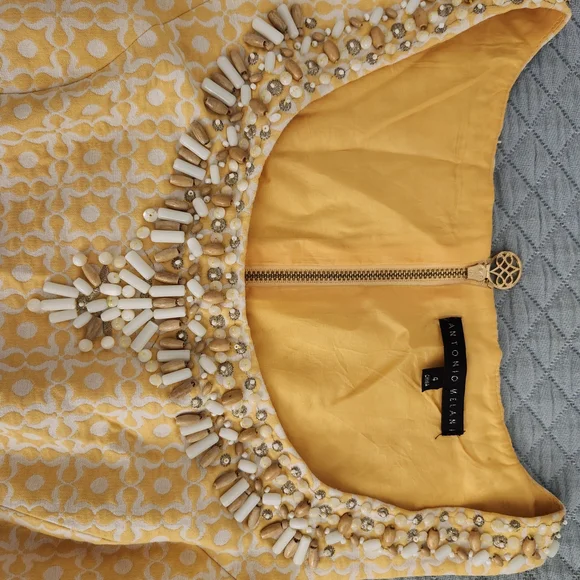 ANTONIO MELANI Yellow Embellished Midi Dress - Picture 5 of 6